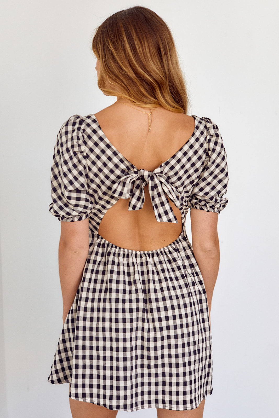 Scout Gingham Tie Back Mini Dress - fab'rik