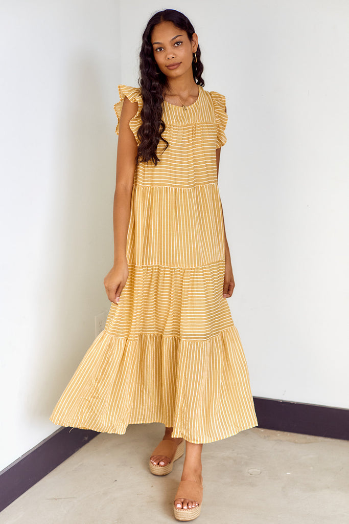 SALE - Martinez Striped Tiered Maxi Dress - fab'rik