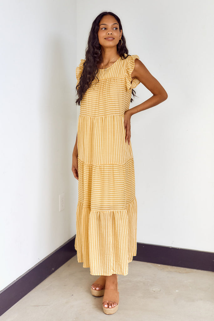 SALE - Martinez Striped Tiered Maxi Dress - fab'rik