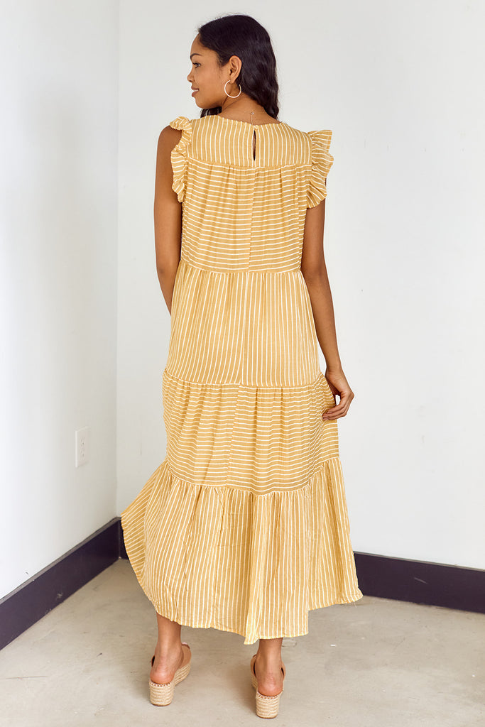 SALE - Martinez Striped Tiered Maxi Dress - fab'rik