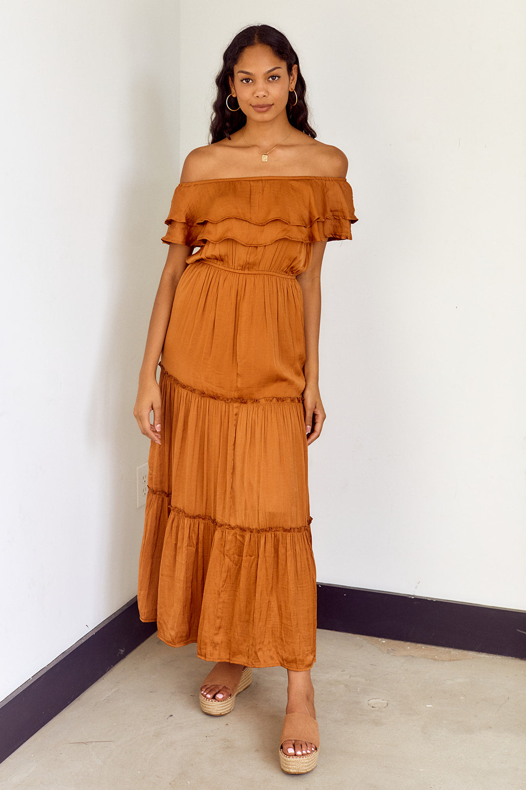 SALE - Loretta Ruffled Off Shoulder Maxi Dress - fab'rik