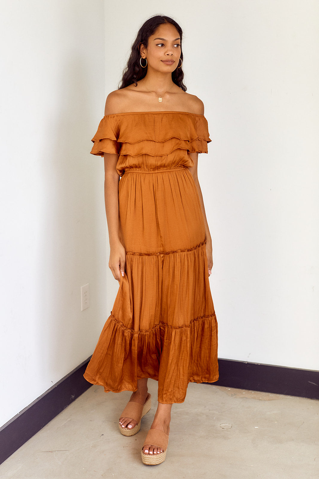 SALE - Loretta Ruffled Off Shoulder Maxi Dress - fab'rik
