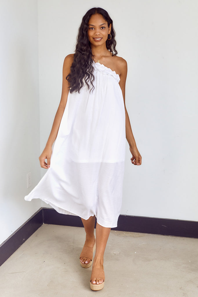 SALE - Carambie Ruffled One Shoulder Maxi Dress - fab'rik