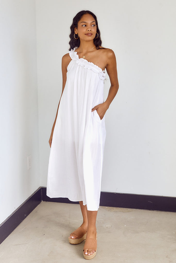 SALE - Carambie Ruffled One Shoulder Maxi Dress - fab'rik