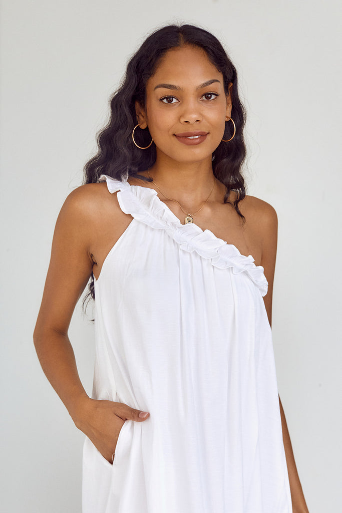 SALE - Carambie Ruffled One Shoulder Maxi Dress - fab'rik