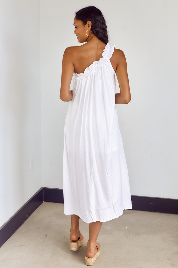 SALE - Carambie Ruffled One Shoulder Maxi Dress - fab'rik