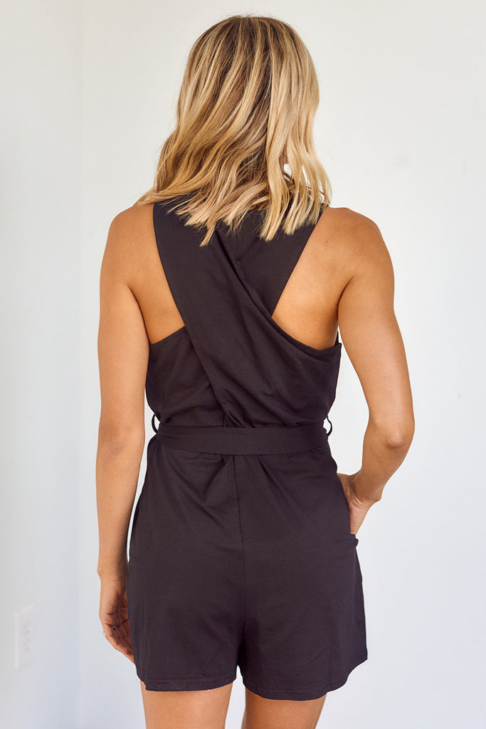 Blanton Cross Back Knit Romper - fab'rik