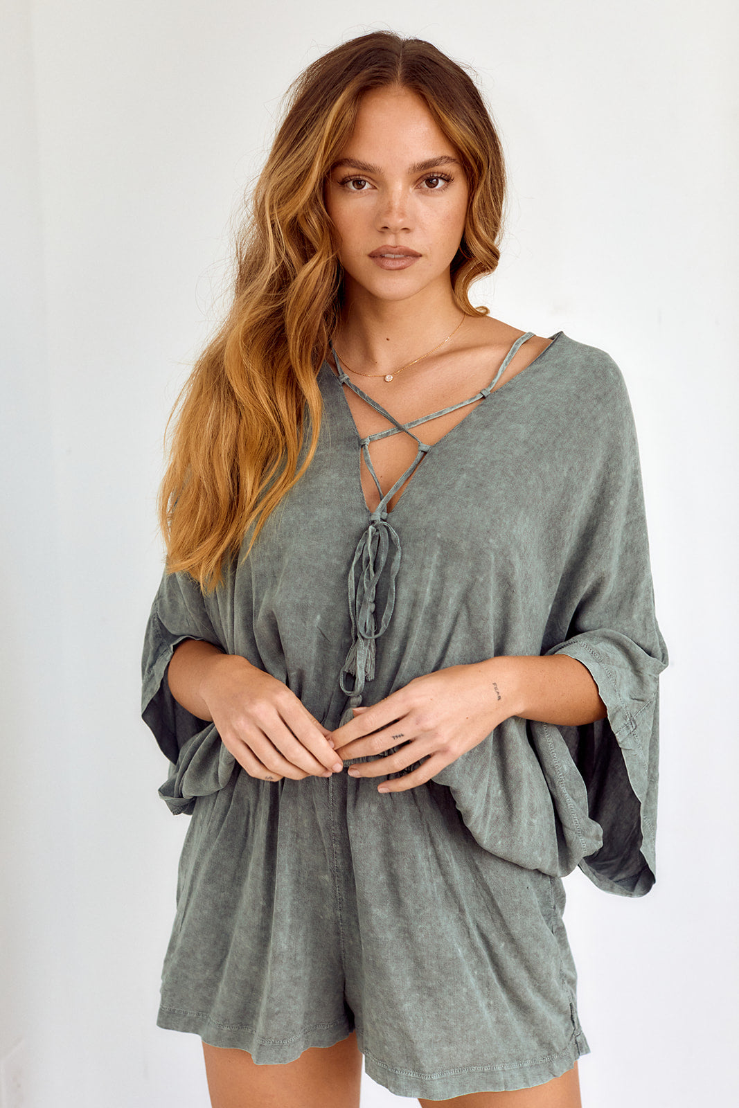 Romie Lace Up Romper - fab'rik