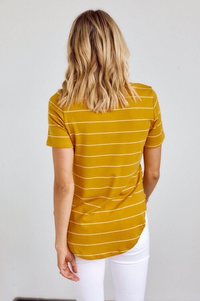 SALE - Bentley Striped V Neck Tee - fab'rik