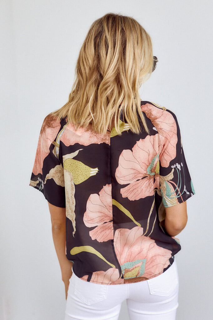Brooklyn Floral Print High Neck Blouse - fab'rik