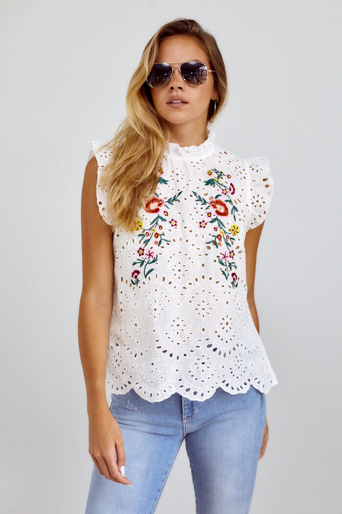 Pipper Eyelet Embroidered Blouse - fab'rik