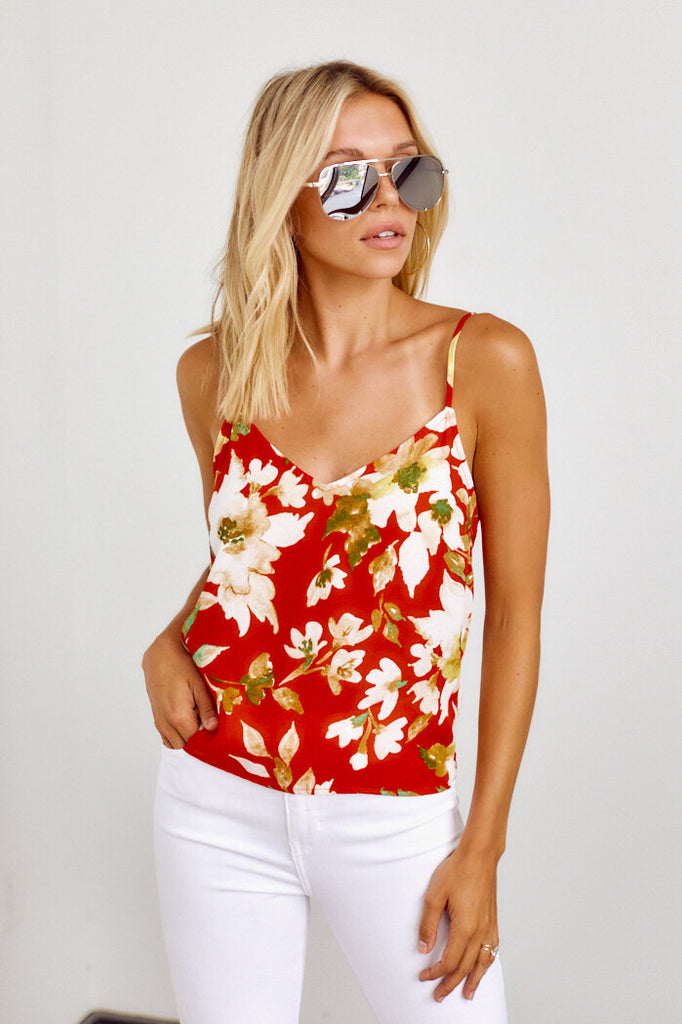 SALE - Naples Floral Print Tie Back Tank - fab'rik