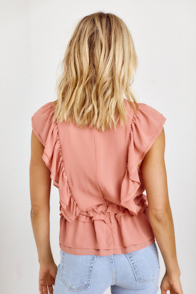 SALE - Florida Pleated Front Ruffle Detail Blouse - fab'rik