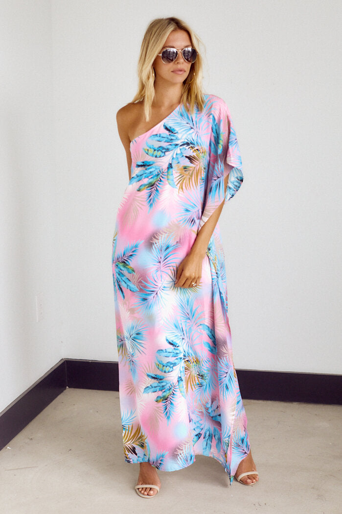 SALE - Grayson One Shoulder Palm Print Maxi Dress - fab'rik