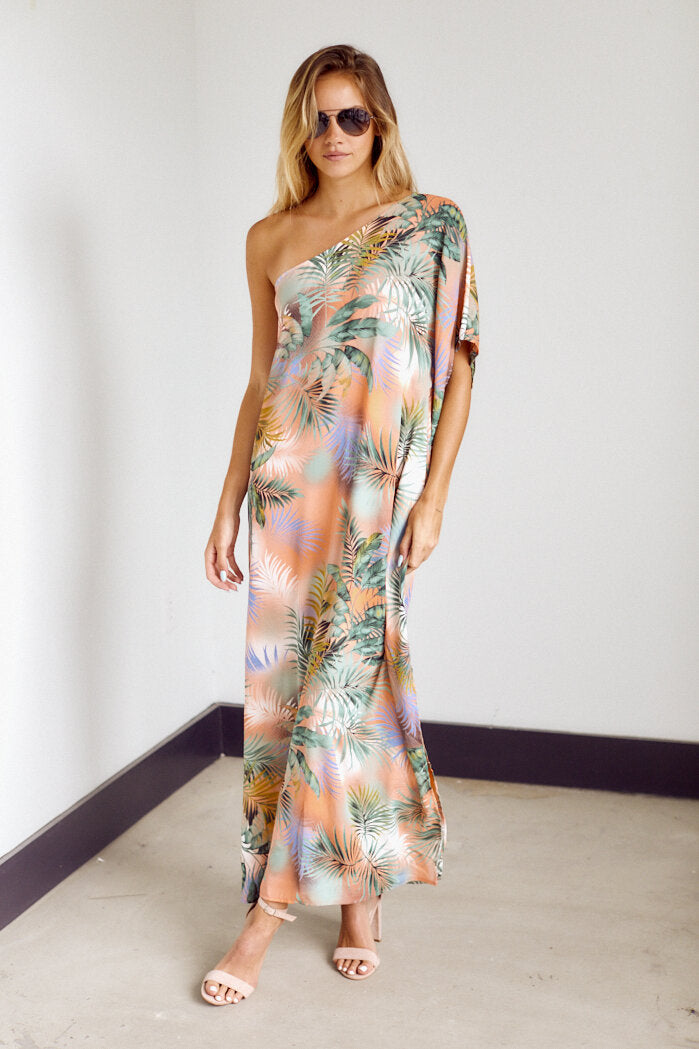 SALE - Grayson One Shoulder Palm Print Maxi Dress - fab'rik