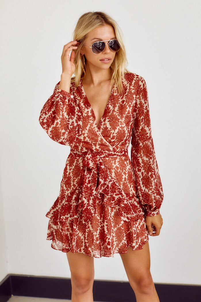 Emmalynne Printed Wrap Style Dress - fab'rik
