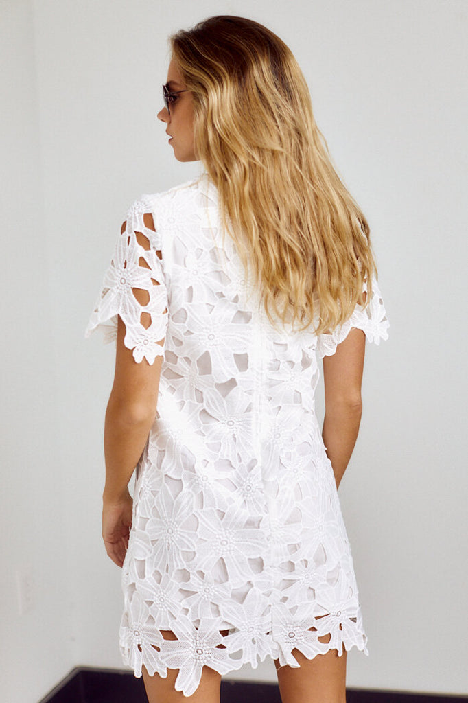 SALE - Rowley Floral Crochet Detail Mini Dress - fab'rik