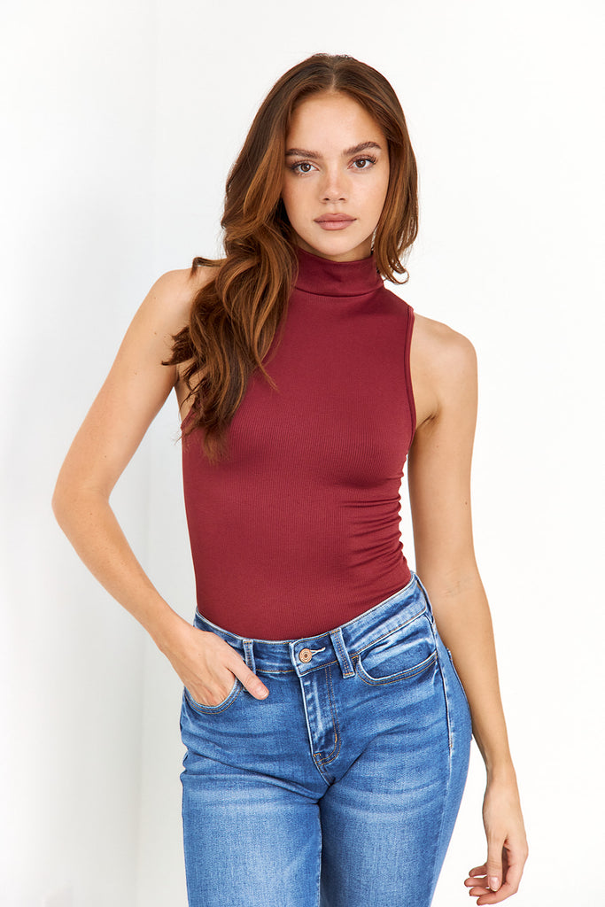 Natalie High Neck Ribbed Bodysuit - fab'rik