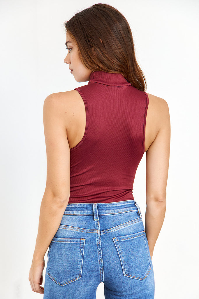 Natalie High Neck Ribbed Bodysuit - fab'rik