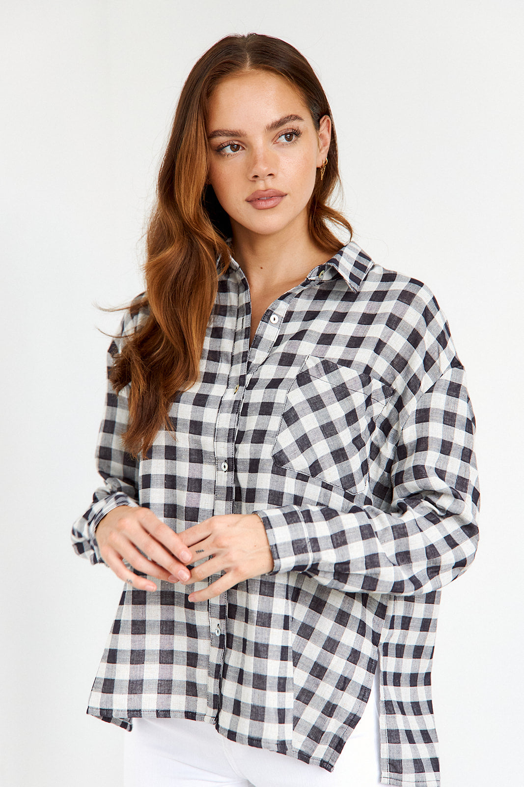 Eleri Plaid Button Front Blouse - fab'rik