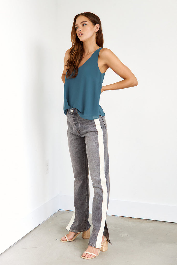Big Fan Tuxedo Stripe Straight Leg Jean - fab'rik