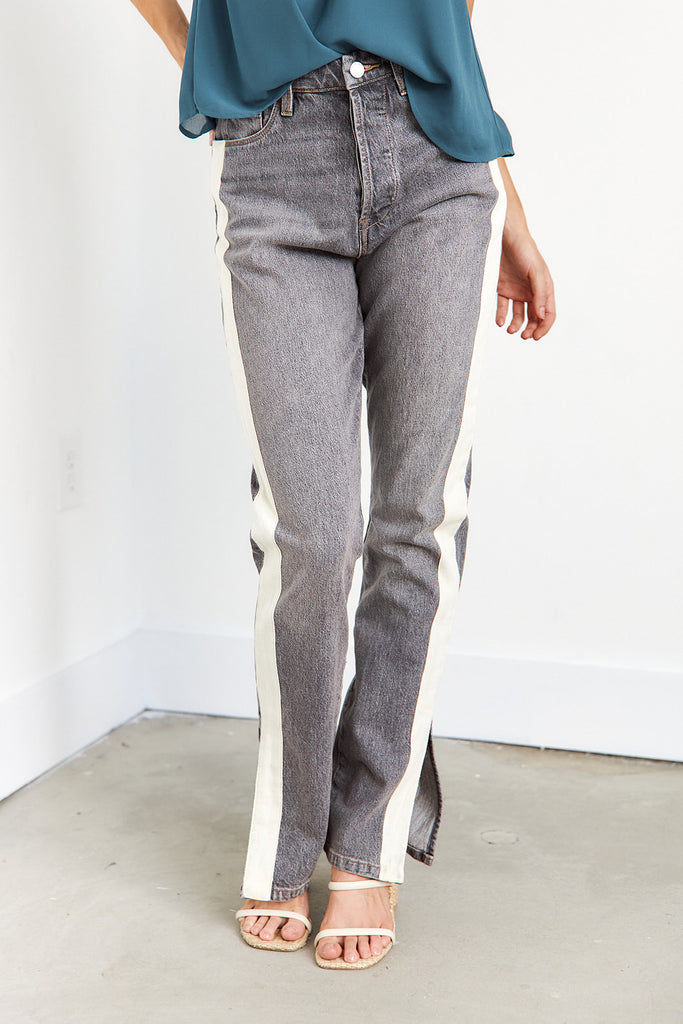 Big Fan Tuxedo Stripe Straight Leg Jean - fab'rik