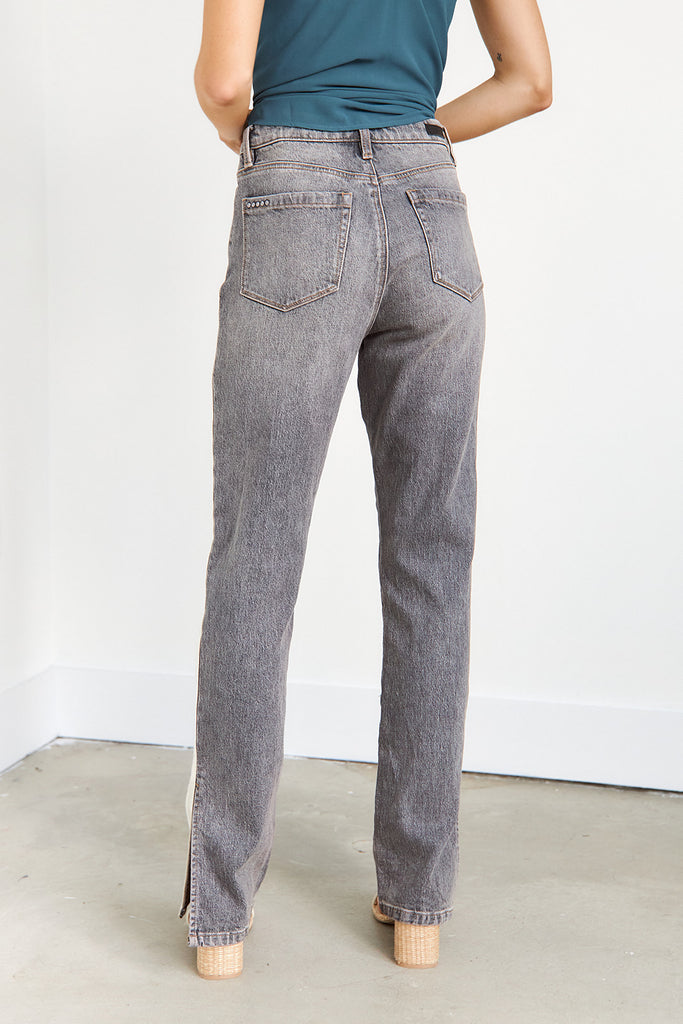 Big Fan Tuxedo Stripe Straight Leg Jean - fab'rik