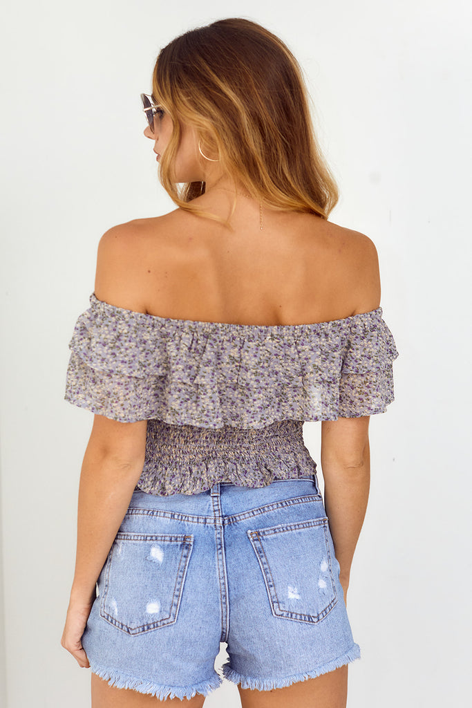 SALE - Camino Ruffled Smocked Cropped Blouse - fab'rik