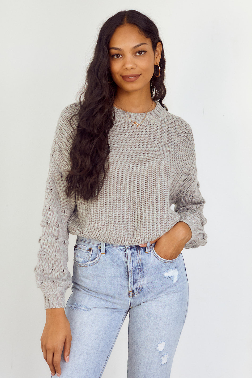 SALE - Glace Polka Dot Sleeve Sweater - fab'rik