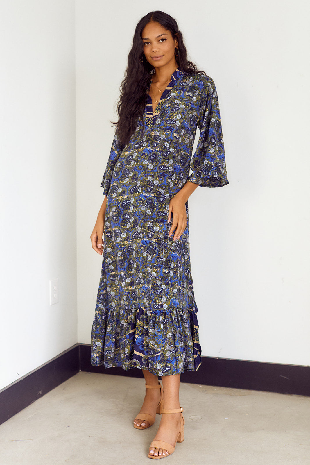 SALE - Sterling Short Sleeve Printed Maxi Dress - fab'rik