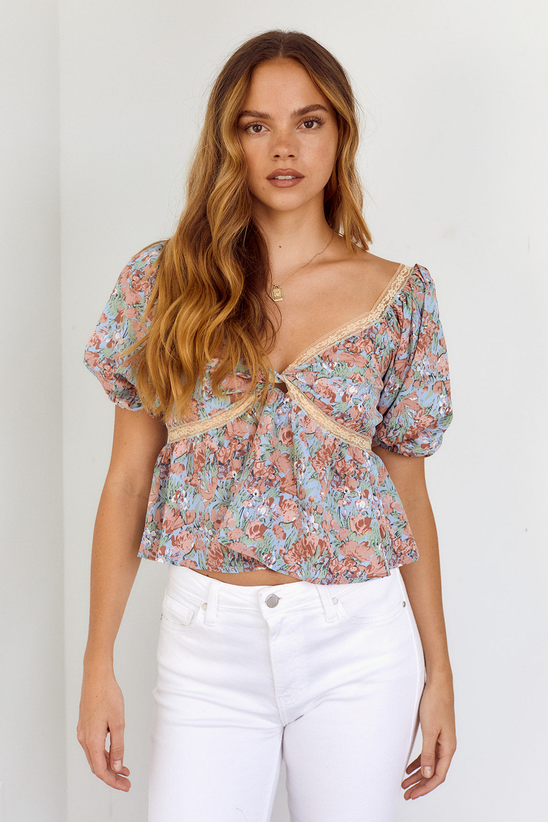 SALE - Garcia Floral Puff Sleeve Blouse - fab'rik