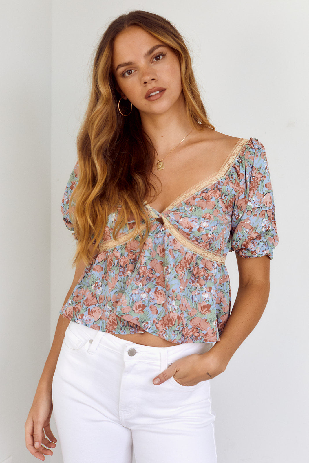 SALE - Garcia Floral Puff Sleeve Blouse - fab'rik