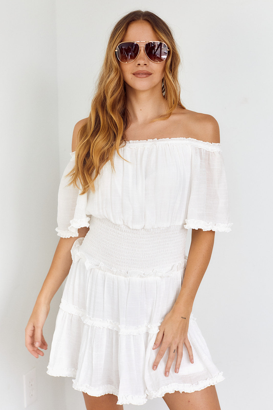 SALE - Oliver Off Shoulder Smocked Dress - fab'rik