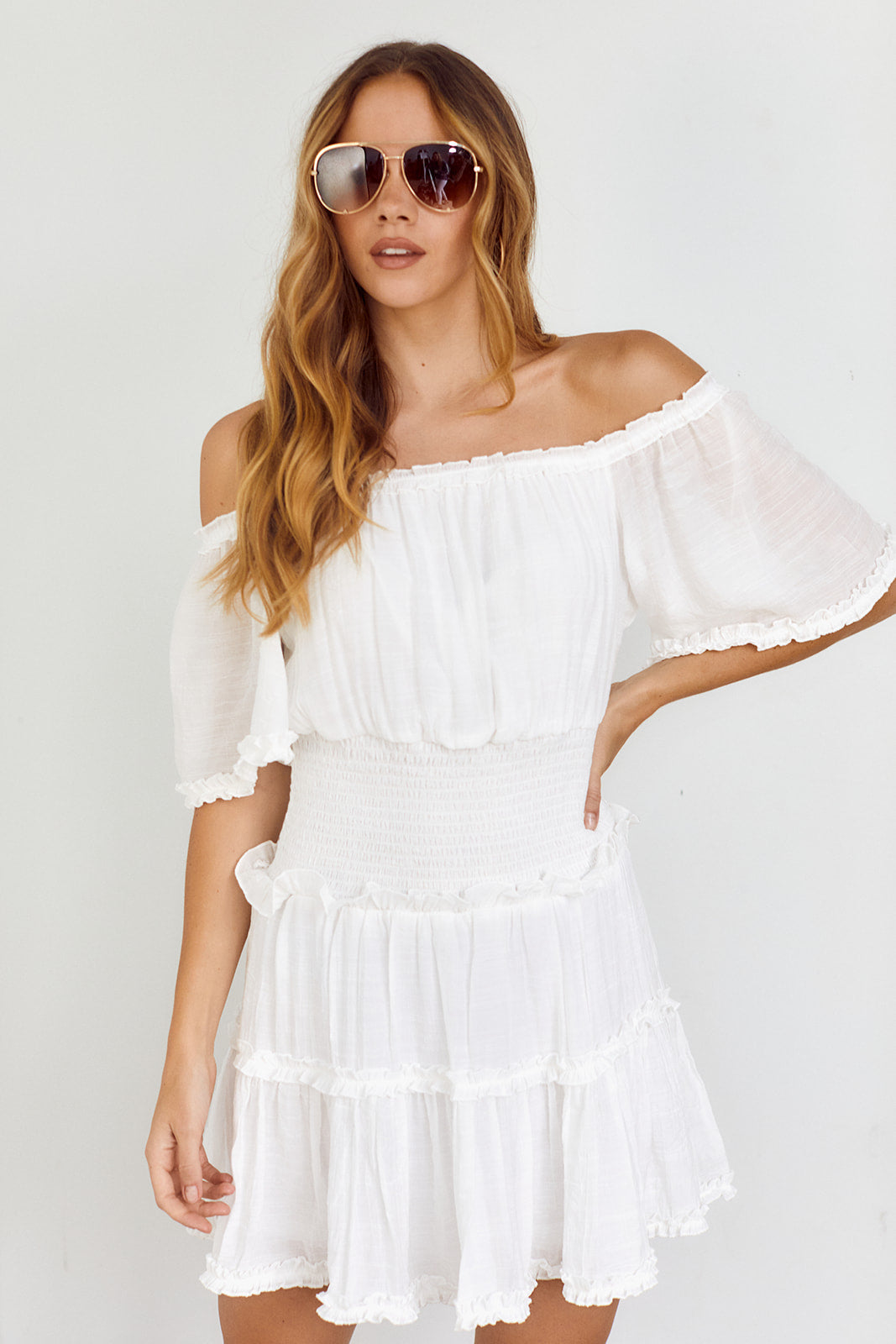 SALE - Oliver Off Shoulder Smocked Dress - fab'rik