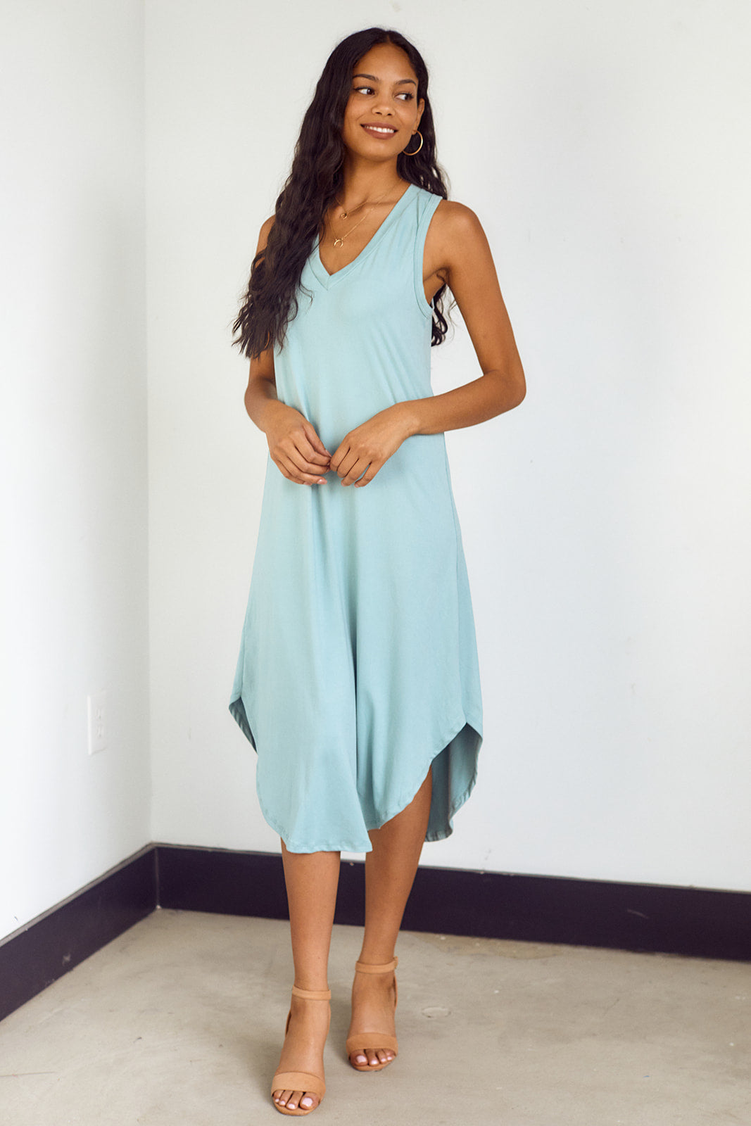 SALE - Avely Sleeveless Knit Midi Dress - fab'rik