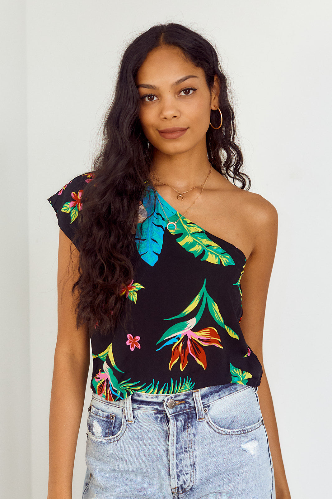 SALE - Naila One Shoulder Printed Blouse - fab'rik