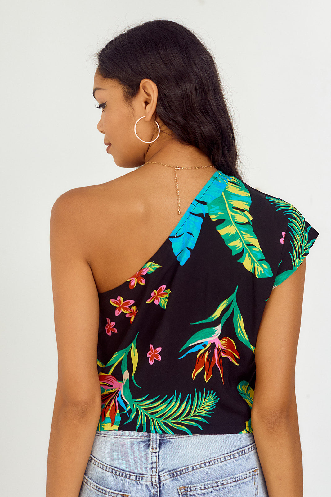 SALE - Naila One Shoulder Printed Blouse - fab'rik