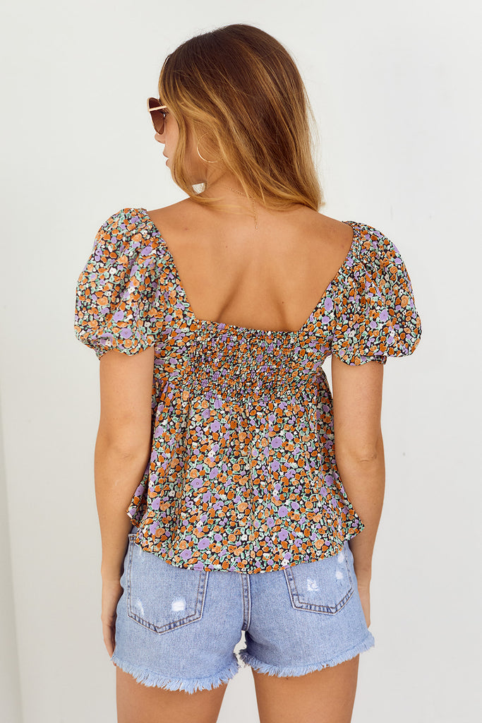 SALE - Sanchez Puff Sleeve Floral Blouse - fab'rik