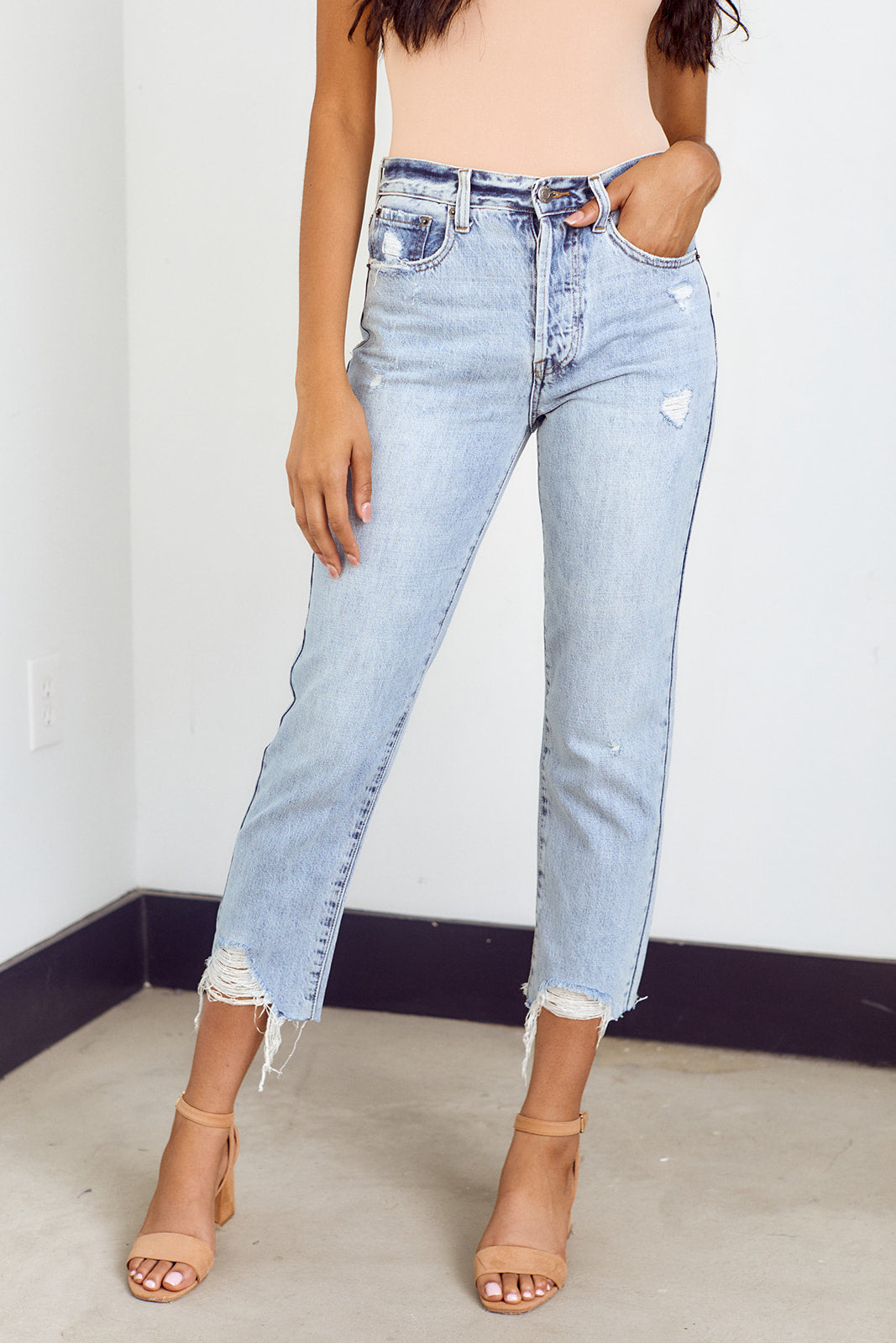 SALE - Pistola Charlie Distressed Hem Straight Leg Jean - fab'rik