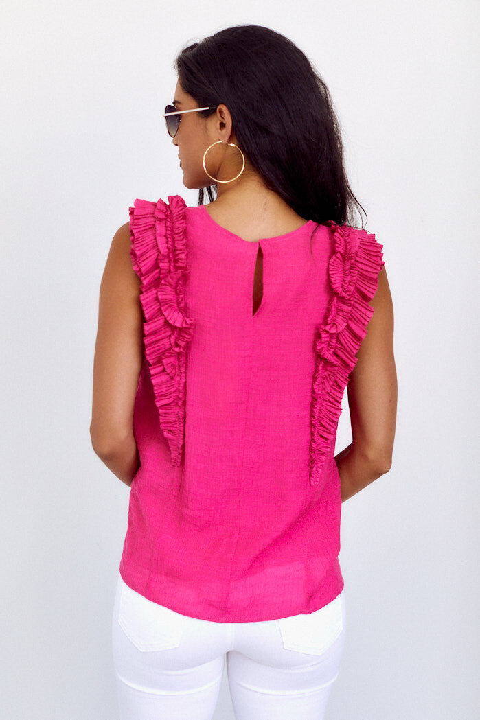 SALE - Dakota Ruffle Detail Sleeveless Blouse - fab'rik