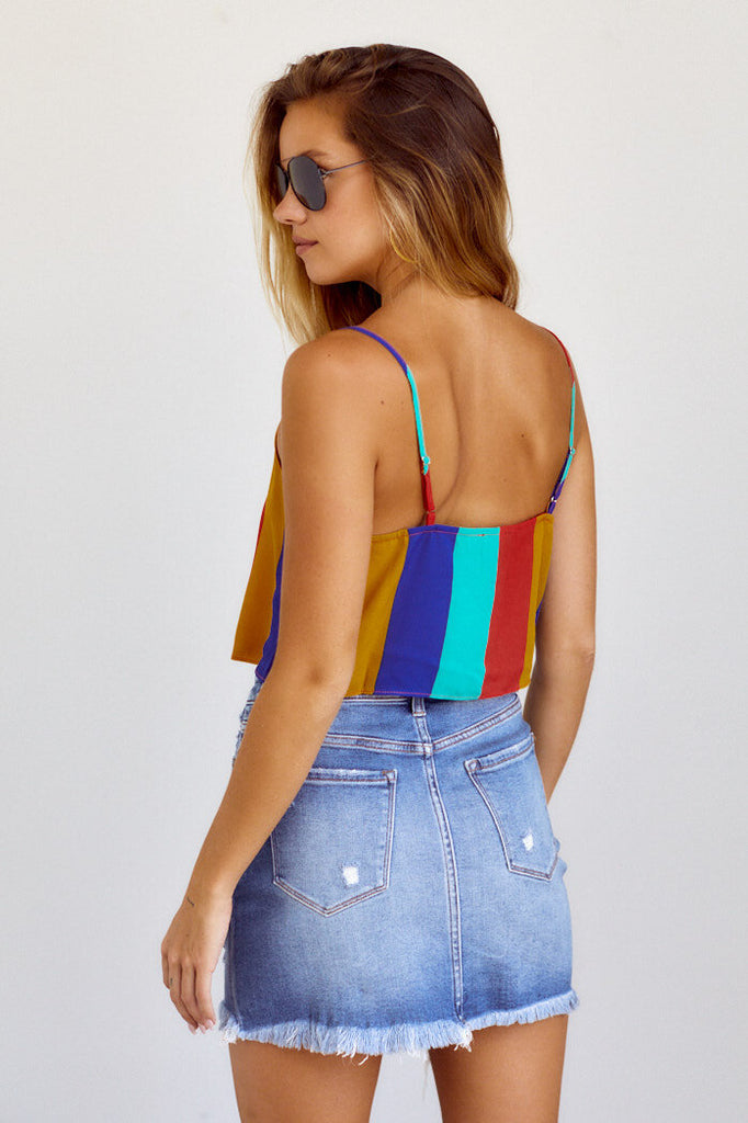 Lima Striped Tie Front Tank - fab'rik