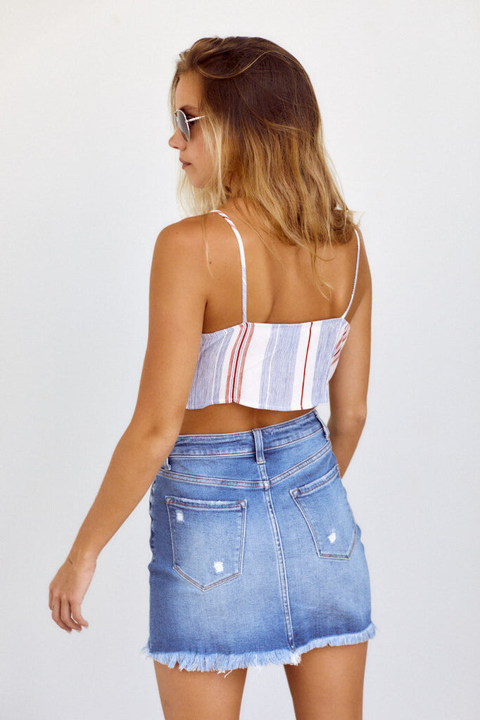 SALE - Libby Striped Tie Front Top - fab'rik