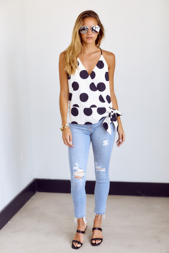 Anniston Polka Dot Sleeveless Blouse - fab'rik
