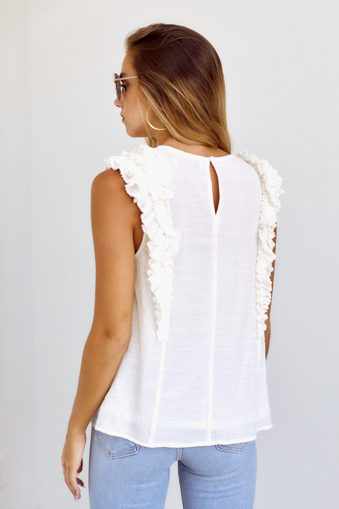 SALE - Dakota Ruffle Detail Sleeveless Blouse - fab'rik