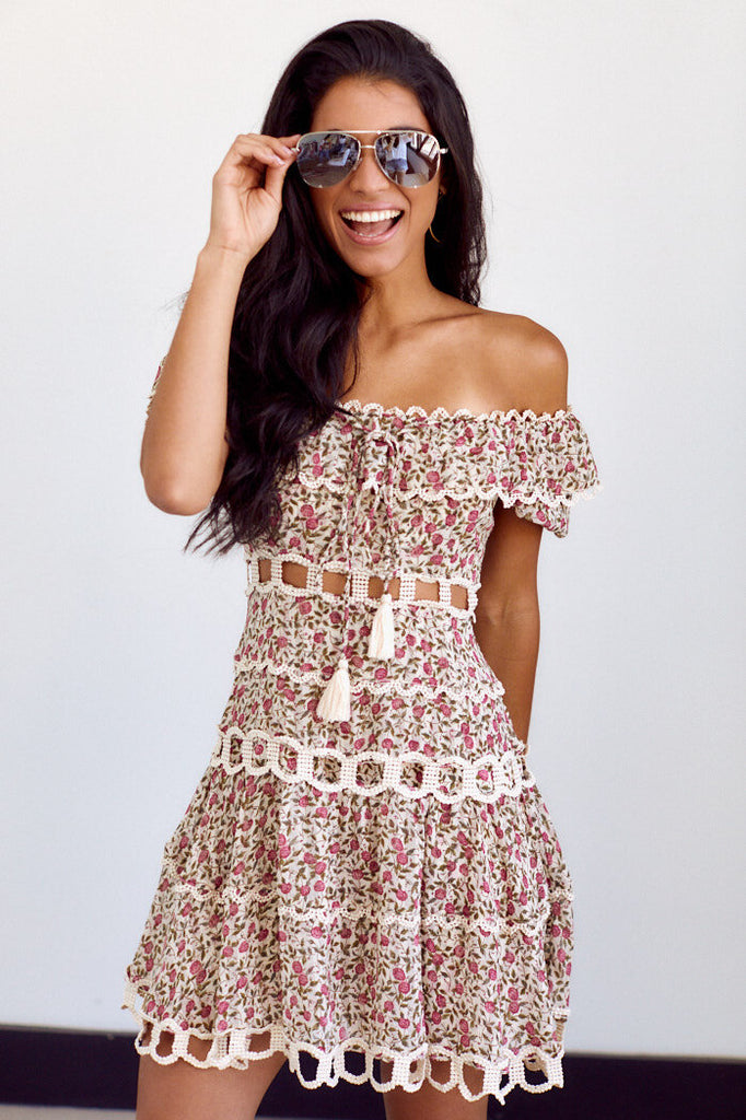 SALE - Lucy Cutout Detail Crochet Mini Dress - fab'rik