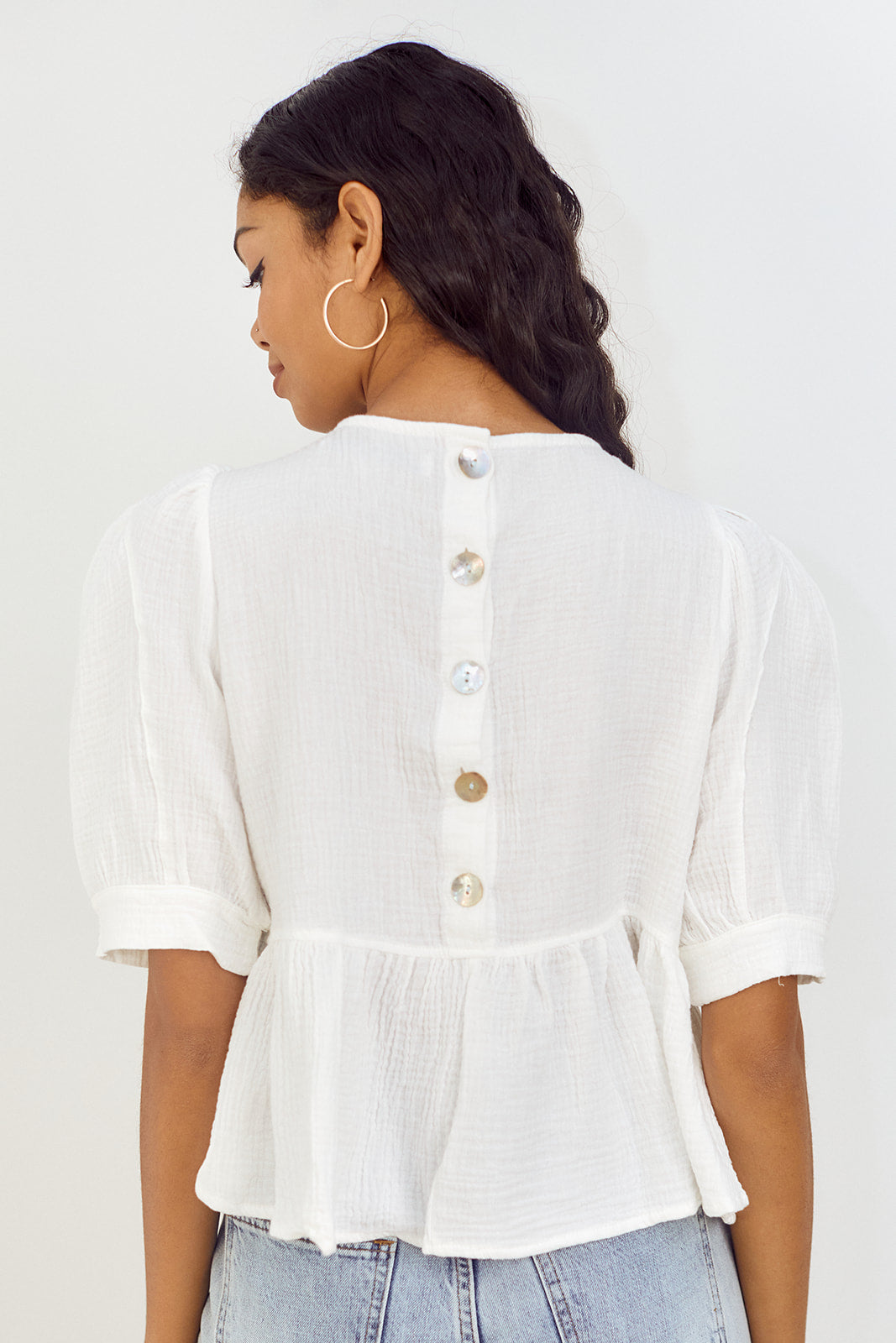 SALE - Fonseca Puff Sleeve Peplum Blouse - fab'rik
