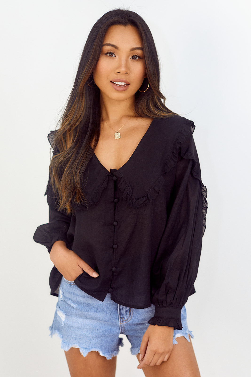 SALE - Ronni Oversized Collar Blouse - fab'rik