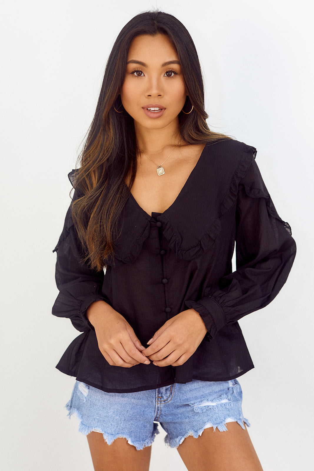 SALE - Ronni Oversized Collar Blouse - fab'rik