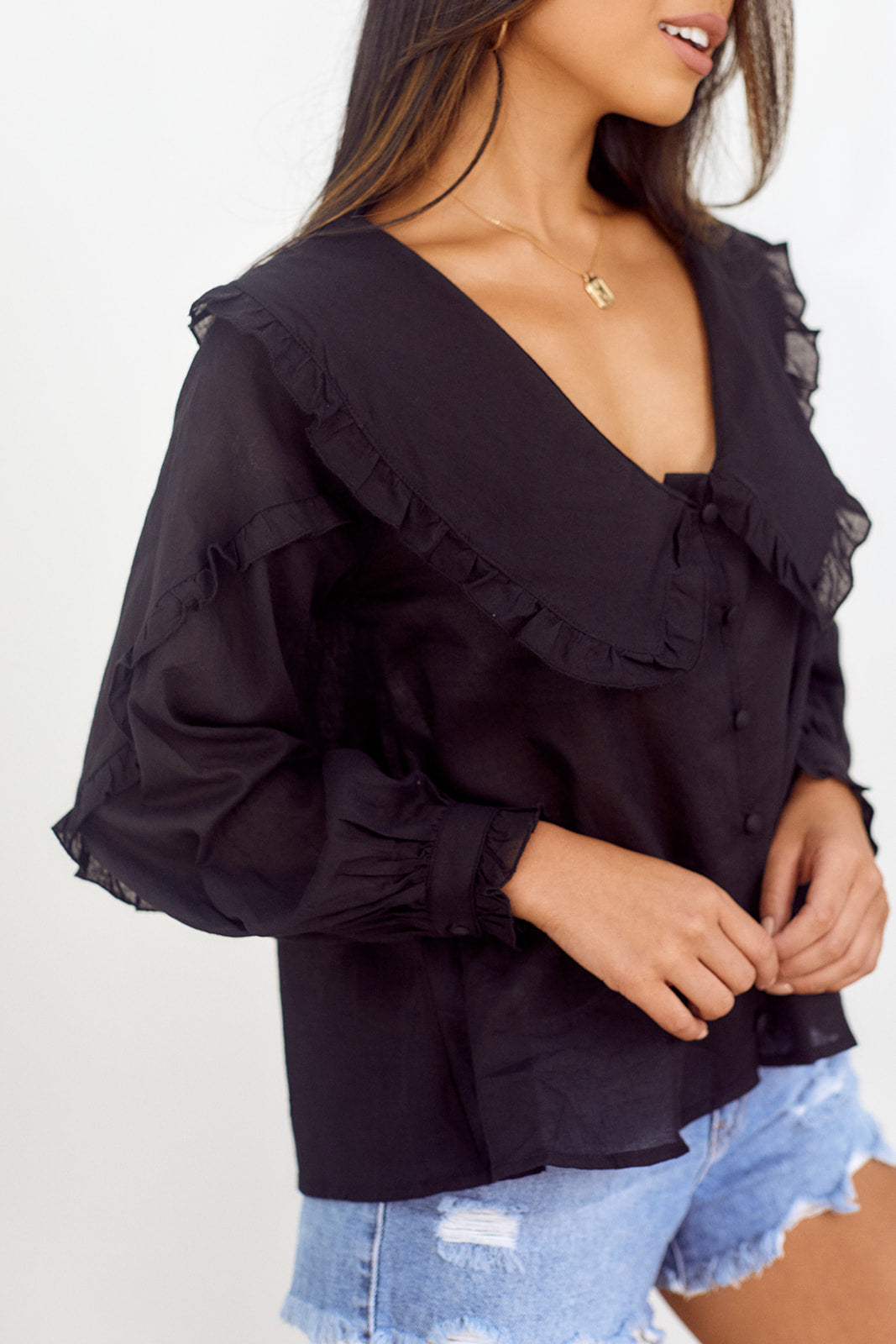 SALE - Ronni Oversized Collar Blouse - fab'rik
