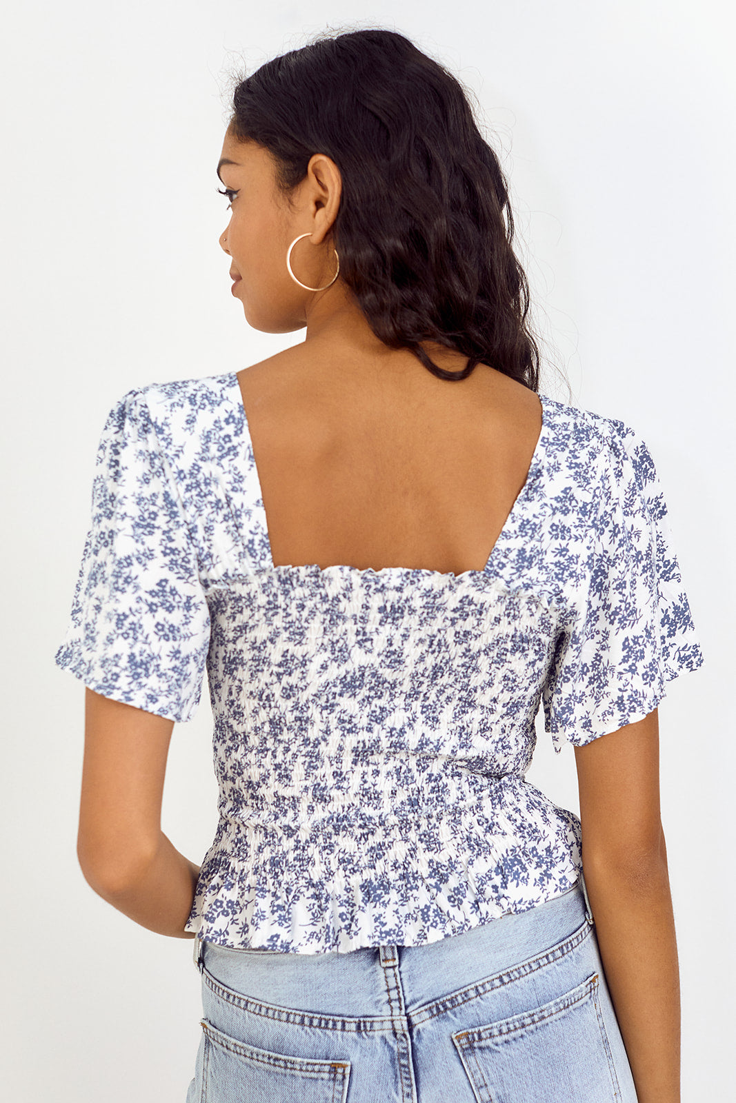 SALE - Ives Floral Printed Smocked Blouse - fab'rik